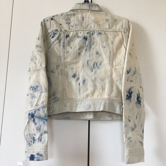 Free People Rumors Tie Dye Relaxed Fit Off White Denim Jacket Size XS - Picture 13 of 14
